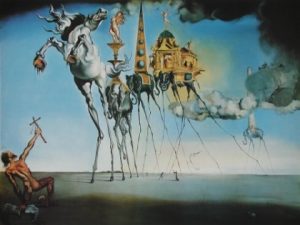 Salvador Dalí, La tentation de Saint-Antoine, 1946, huile sur toile, MRBAB, Bruxelles.