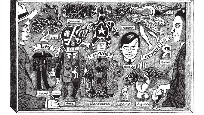 NickCarterEtAndreBreton-p01-56.indd Détail d’une planche extraite du livre « Nick Carter et André Breton : Une enquête surréaliste » de David B. (Noctambule, 2019)