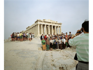 Martin Parr, The Acropolis, color couplet print, 121 x 148. 9 cm, © Martin Parr, Magnum Photo, Rocket Gallery.