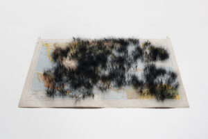 Tatiana Bohm - Underlying truth - Carte entoilée, aiguilletage. Papier, coton, mohair - 160 x 120 cm - 2020 - Photo : J. Poezevara