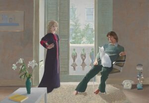 David Hockney. Mr. and Mrs. Clark and Percy, 1970-1971. Acrylique sur toile, 213,4 x 304,8 cm. Tate : Don des Amis de la Tate Gallery 1971 © David Hockney.