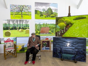 David Hockney dans son studio en Normandie, le 24 février 2021 © David Hockney. Photo: Jonathan Wilkinson.