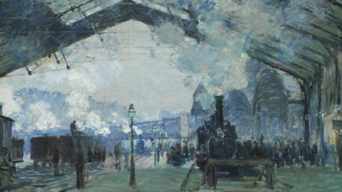 Claude Monet, Arrivée du train de Normandie, gare Saint-Lazare, 1877 (détail). © 2021. The Art Institute of Chicago / Art Resource, NY/ Scala, Florence.