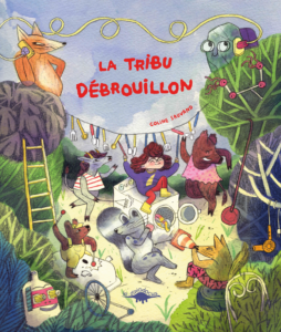 Couverture du livre pour enfants « La tribu Débrouillon » de Coline Sauvand (le diplodocus, 2024)